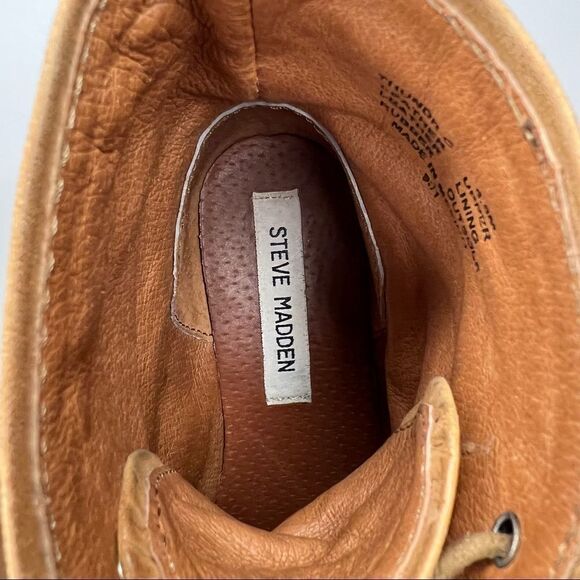 EUC ✨ Steve Madden Thundr-C Cognac Multi Crocheted Lace-Up Ankle Boots 5.5 - Picture 8 of 9